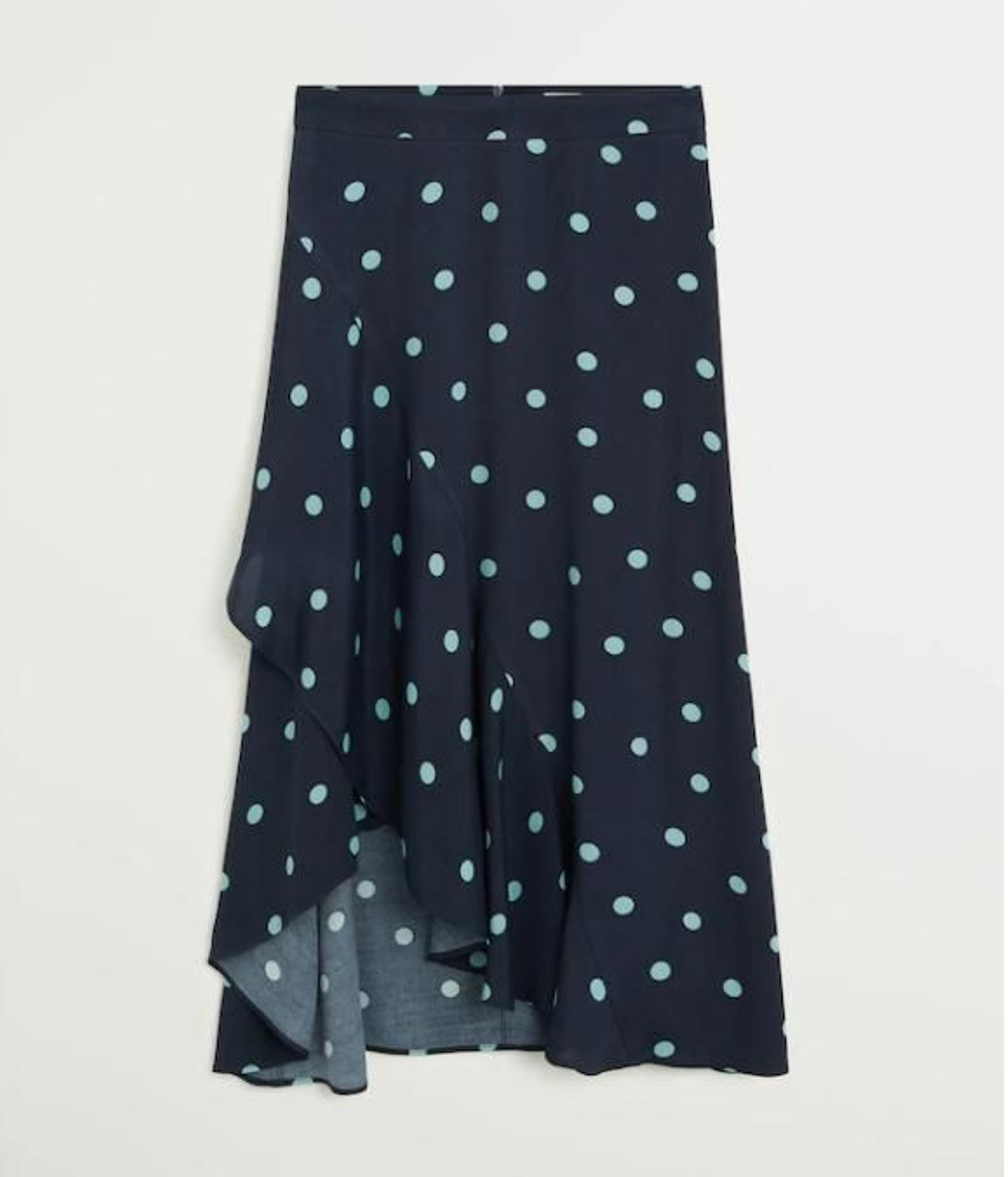 Falda midi de lunares de Mangou outlet con apertura en el lateral.