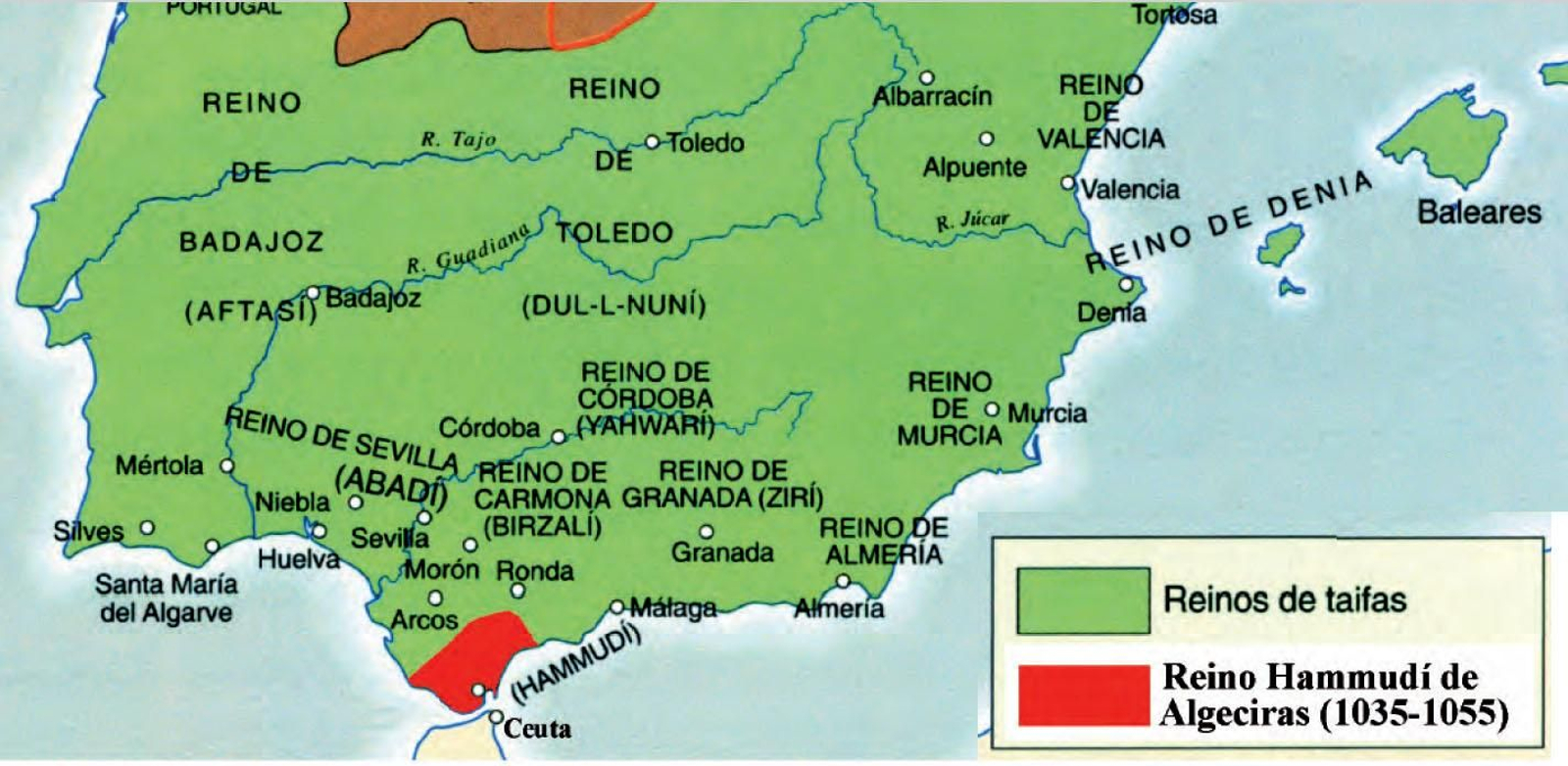 Extensión del reino taifa de Algeciras una vez separado de Málaga en 1035. Extensión del reino taifa de Algeciras una vez separado de Málaga en 1035.