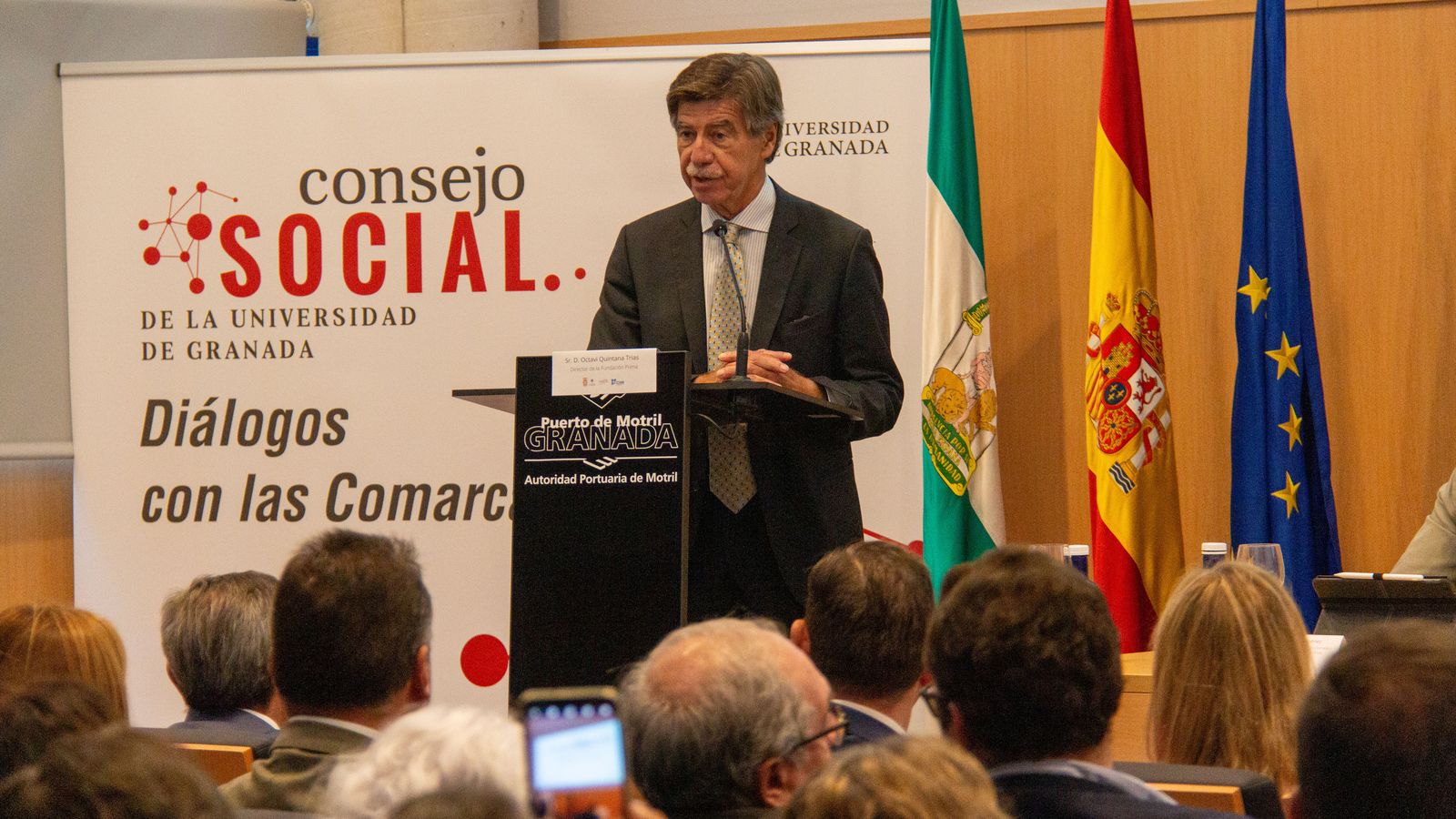 El director de la Fundación Prima, Octavi Quintana, durante su ponencia en Motril