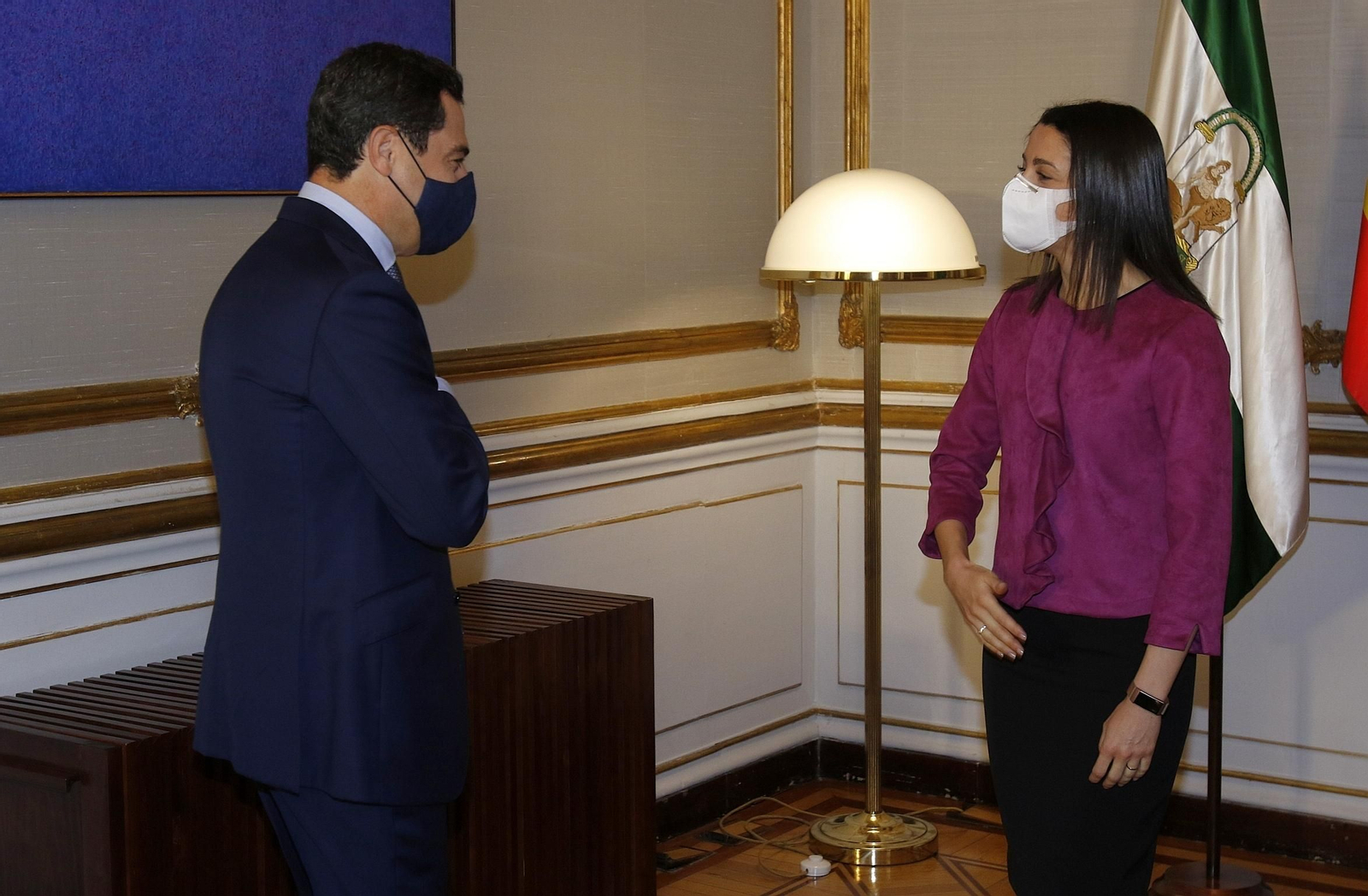 Juanma Moreno e Inés Arrimadas, esta mañana en San Telmo.