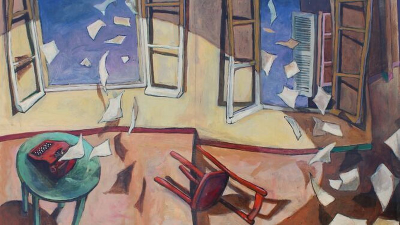 Obra de Rafael Luna 'Fafi', 'Noche de escritura', que se expone en el Museo de Alcalá de Guadaíra.