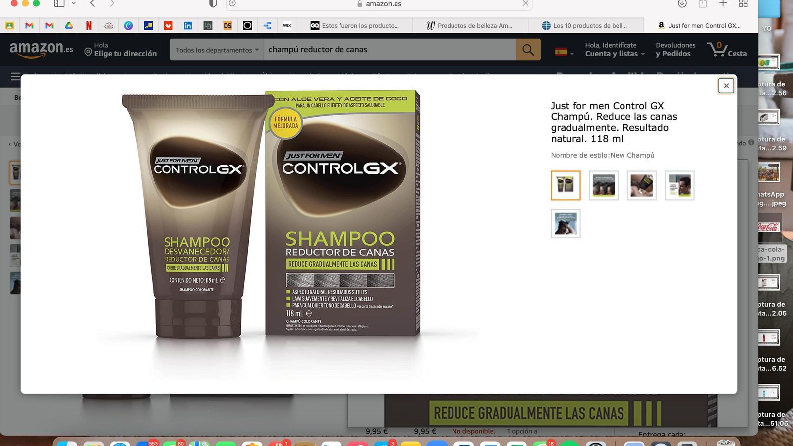 Champú reductos de canas