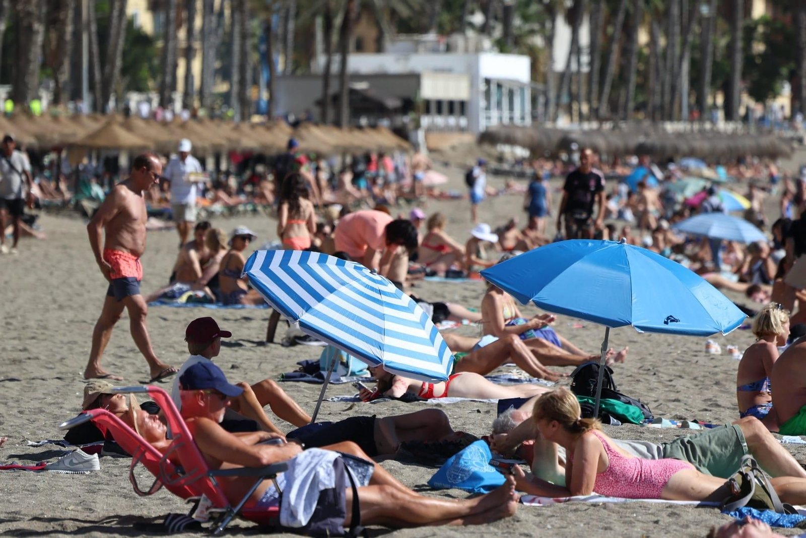Un grupo de bañistas disfrutan de la playa de La Malagueta este 2 de octubre. Un grupo de bañistas disfrutan de la playa de La Malagueta este 2 de octubre.