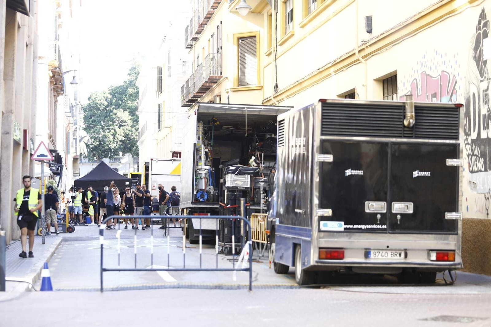 Las fotos del rodaje de la serie de Netflix 'Kaos' en el Centro de Málaga
