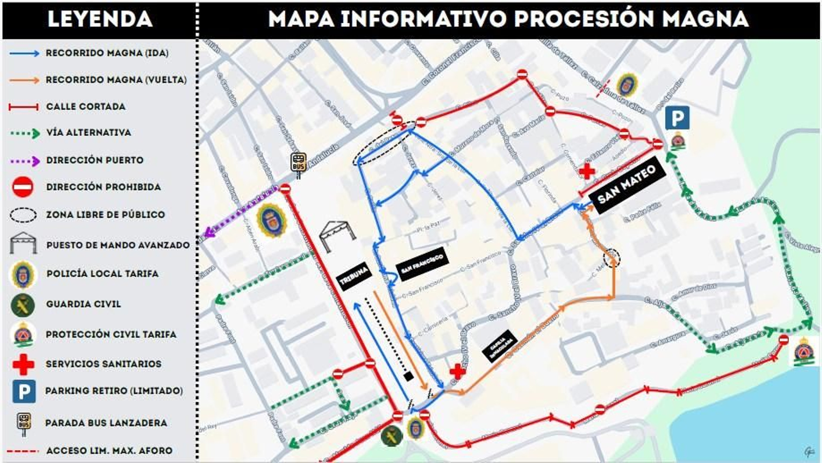 Mapa informativo de la procesión Magna.
