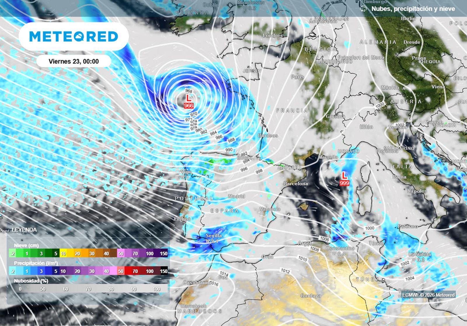 Aunque la borrasca Ingrid se situará al sur de las islas británicas, sus efectos se notarán en Cádiz con lluvia intensa, temporal marítimo y más frío.