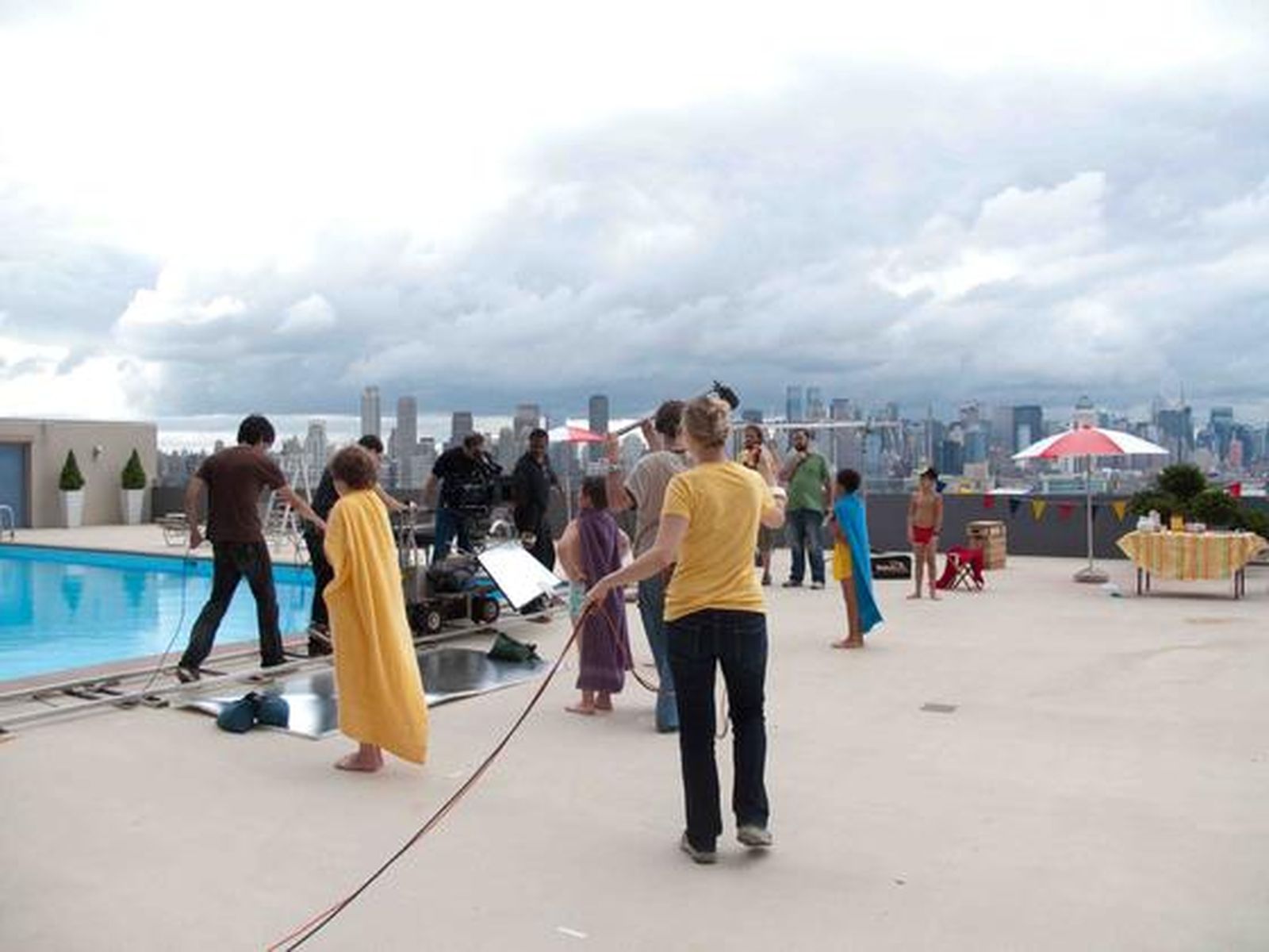 Imágenes del rodaje de 'Voltereta'en New Jersey, con vista al 'Skyline' de Manhattan. / J.D.
