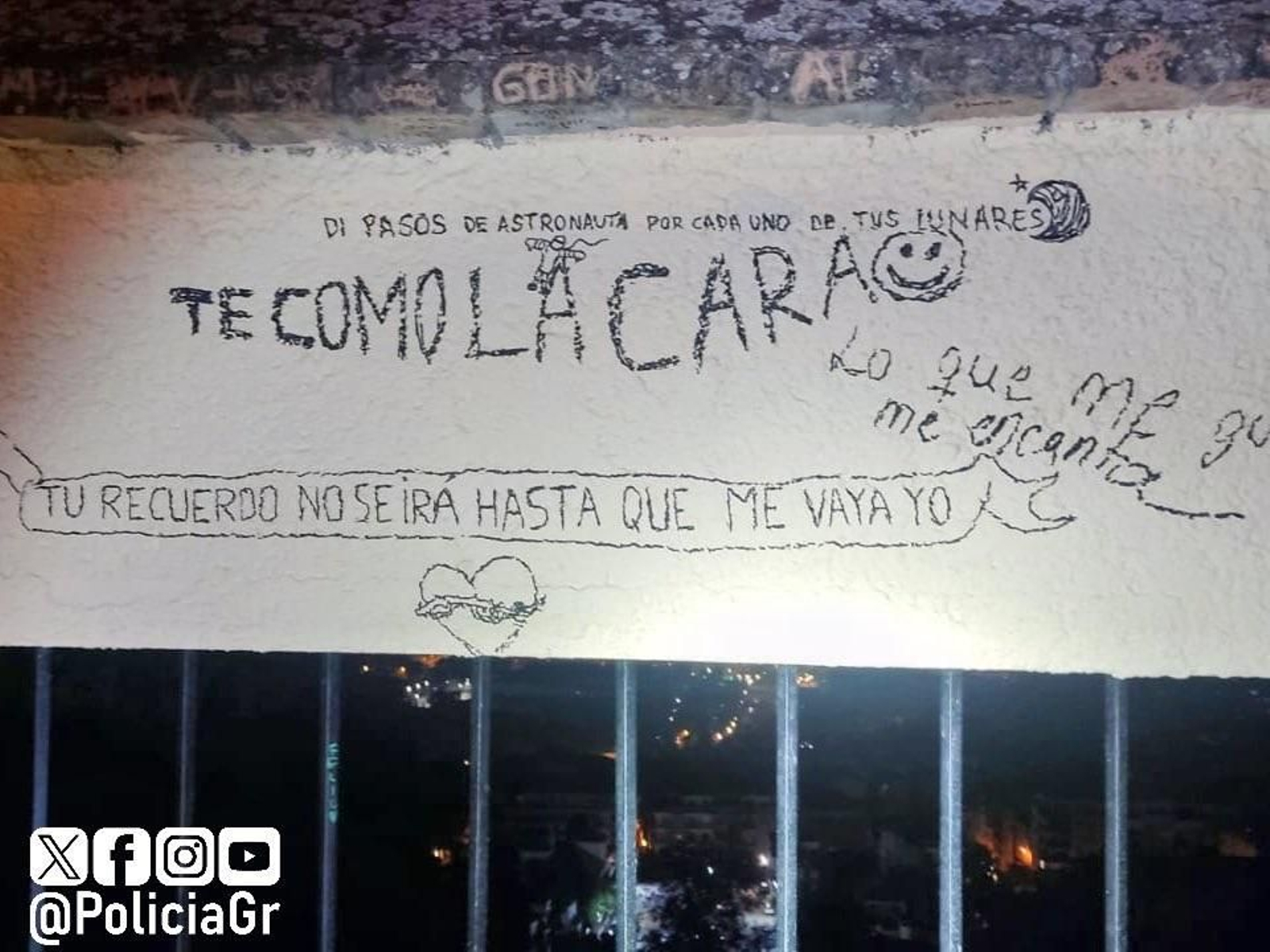 Imagen de las pintadas aparecidas en el Mirador del Cármen de los Mártires de Granada