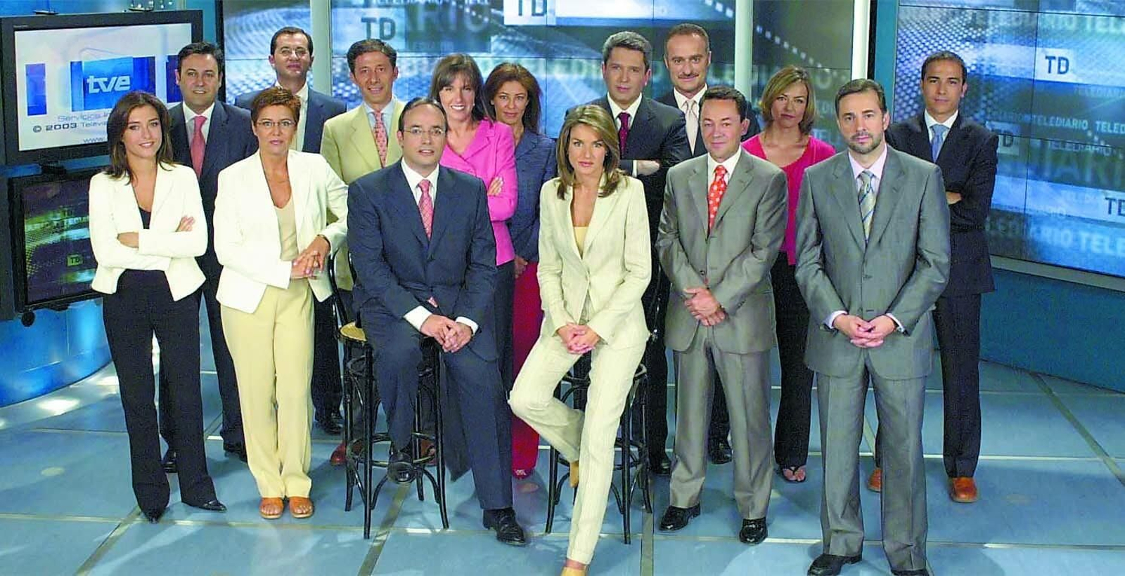 En 2003 con sus compañeros del 'Telediario' en su última temporada en TVE