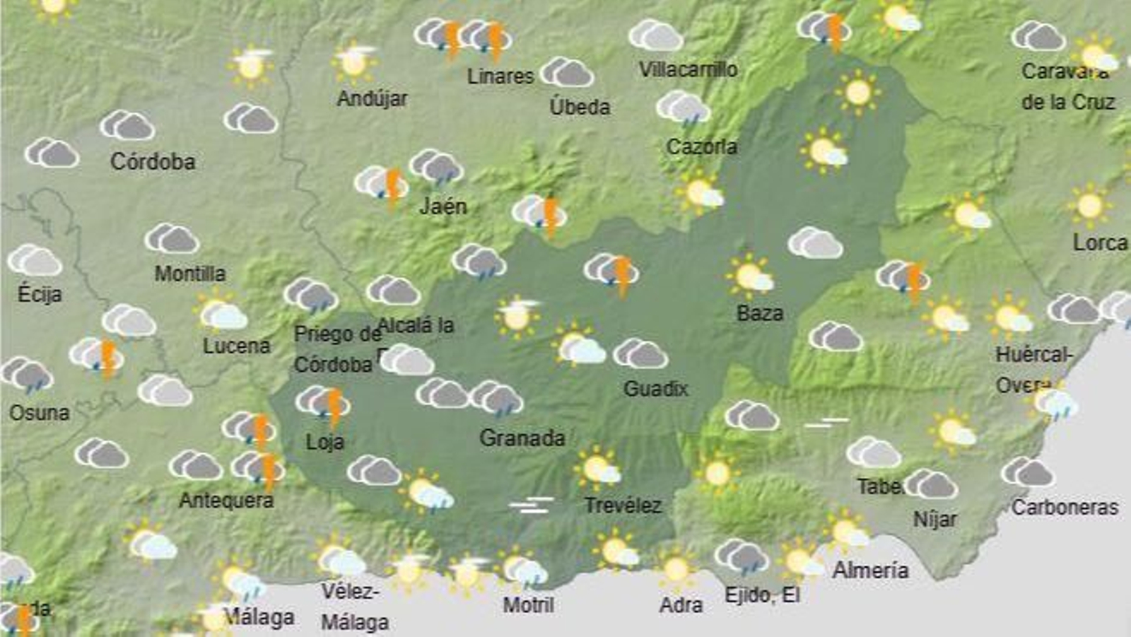 El Tiempo en Granada el 15 de diciembre de 2025