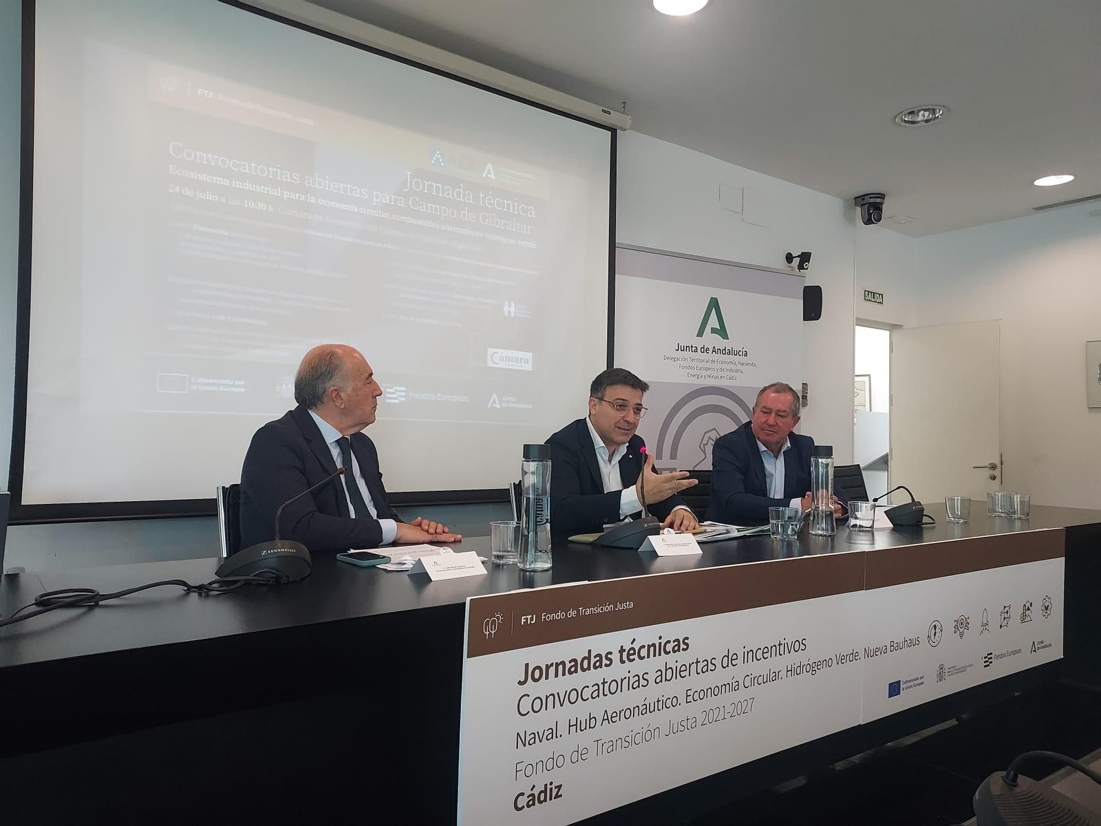 José Ignacio Landaluce, Cristóbal Sánchez y Antonio Moreno, durante la inauguración de la jornada