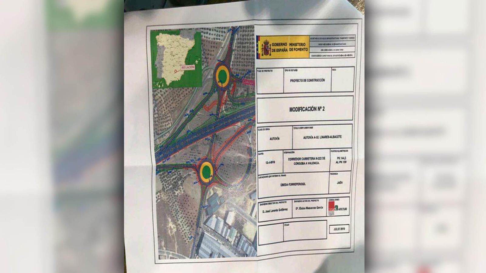 Imagen sobre el tramo Úbeda-Torreperogil que supuestamente envió Merino a García en agosto de 2019. Imagen sobre el tramo Úbeda-Torreperogil que supuestamente envió Merino a García en agosto de 2019.