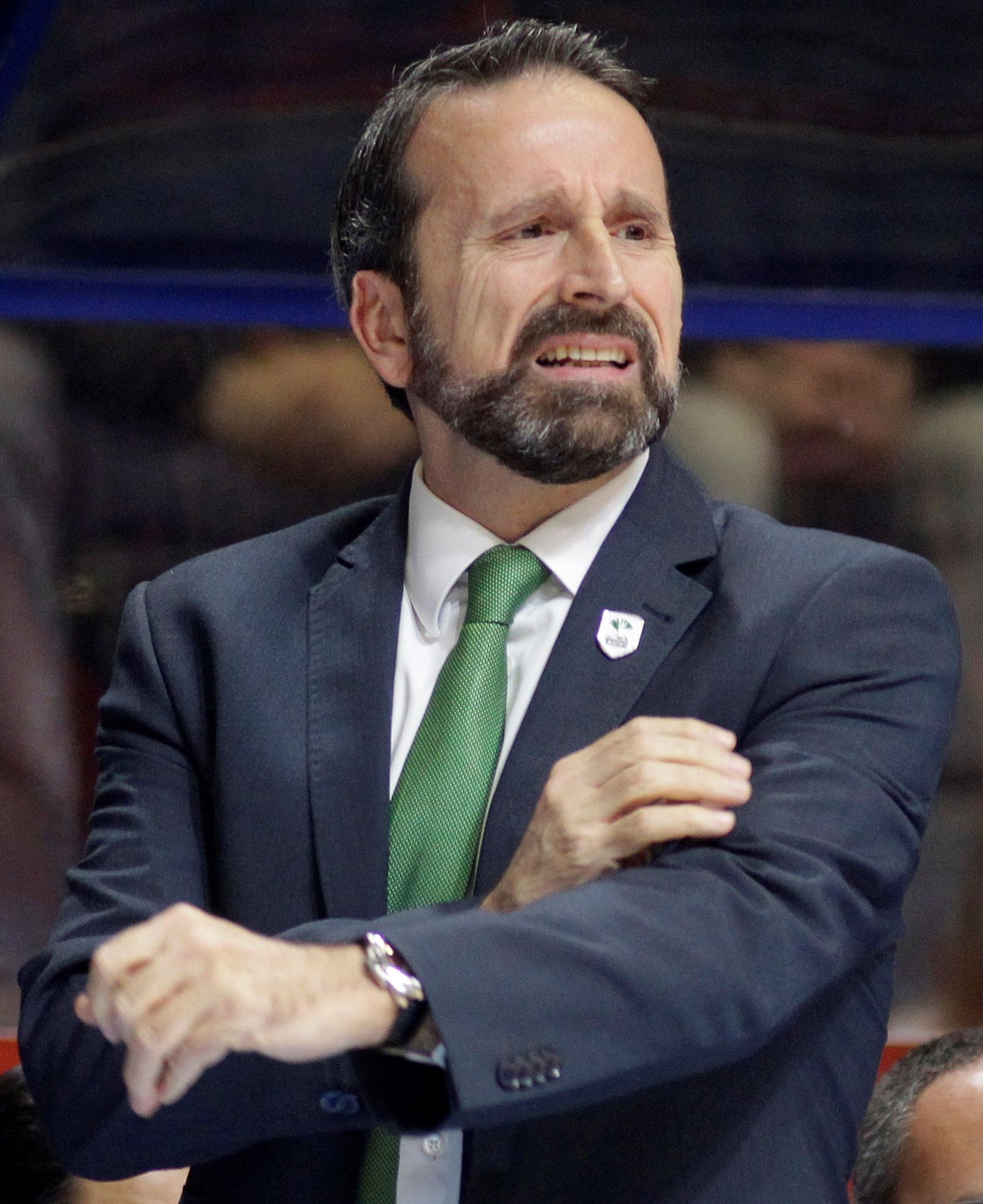 Joan Plaza, durante el partido entre el Estrella Roja y el Unicaja.