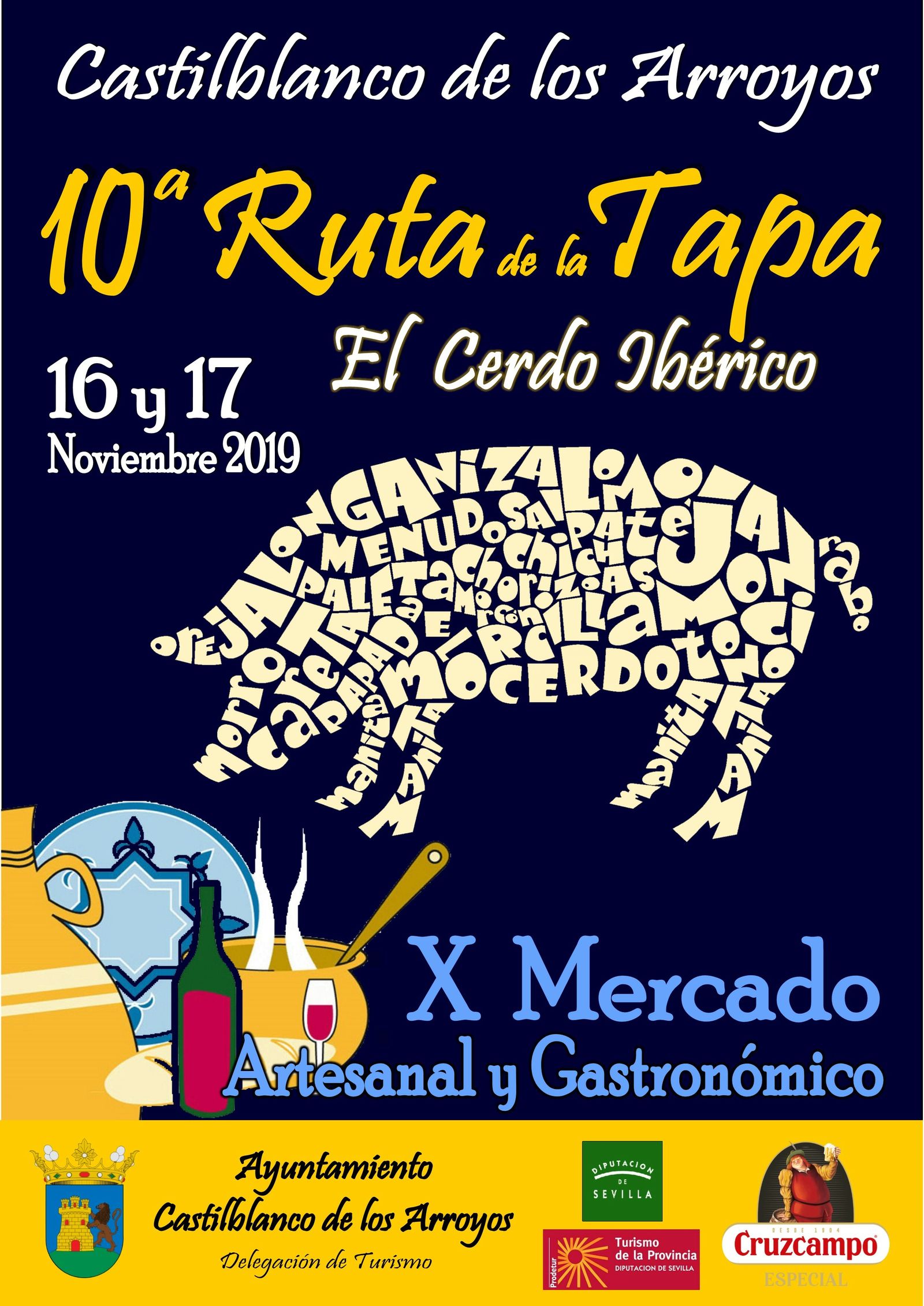 Cartel de la X Ruta de la Tapa, homenaje al cerdo ibérico.