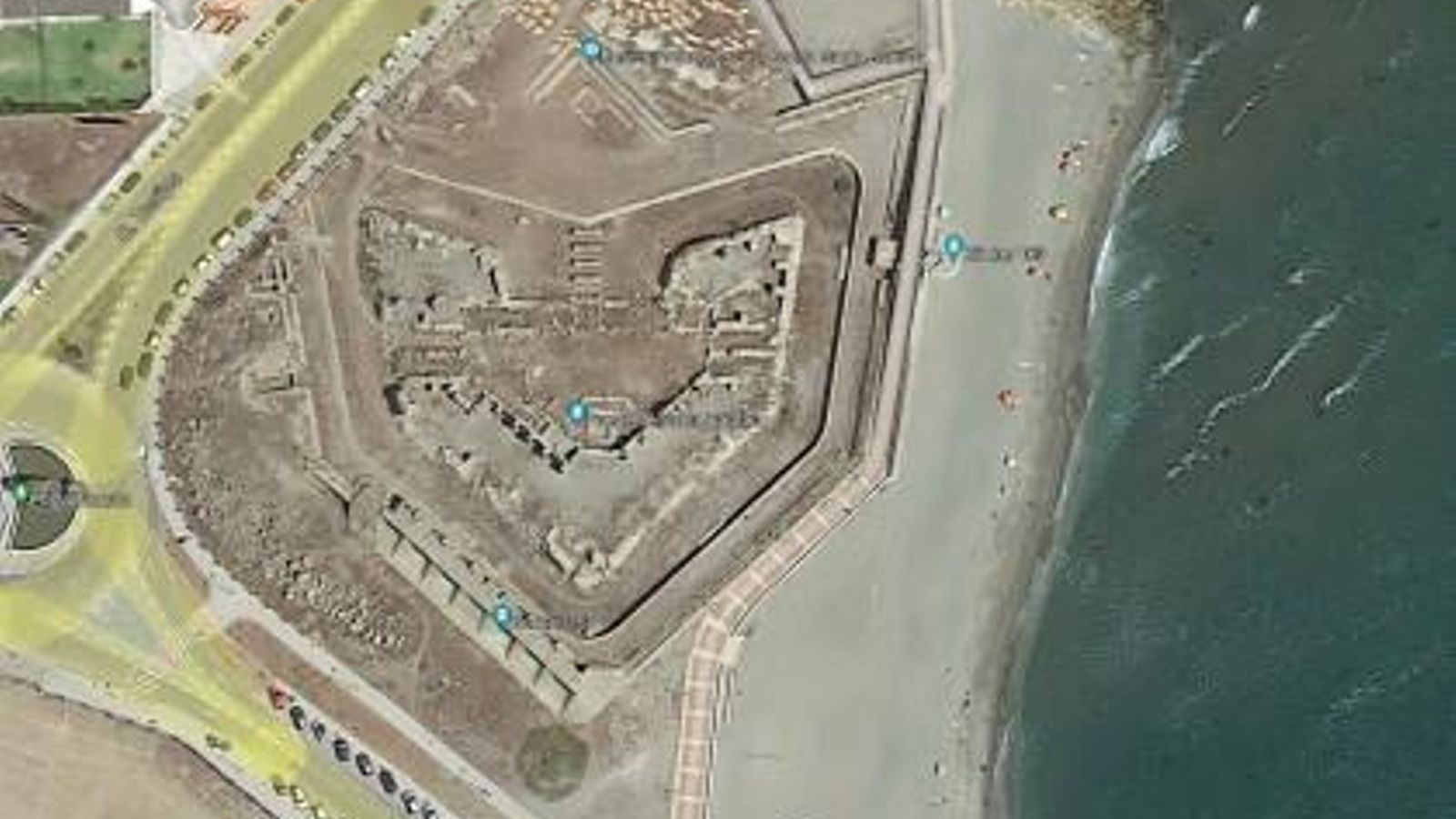 Vista aérea del Fuerte de Santa Bárbara, tras las excavaciones arqueológicas.