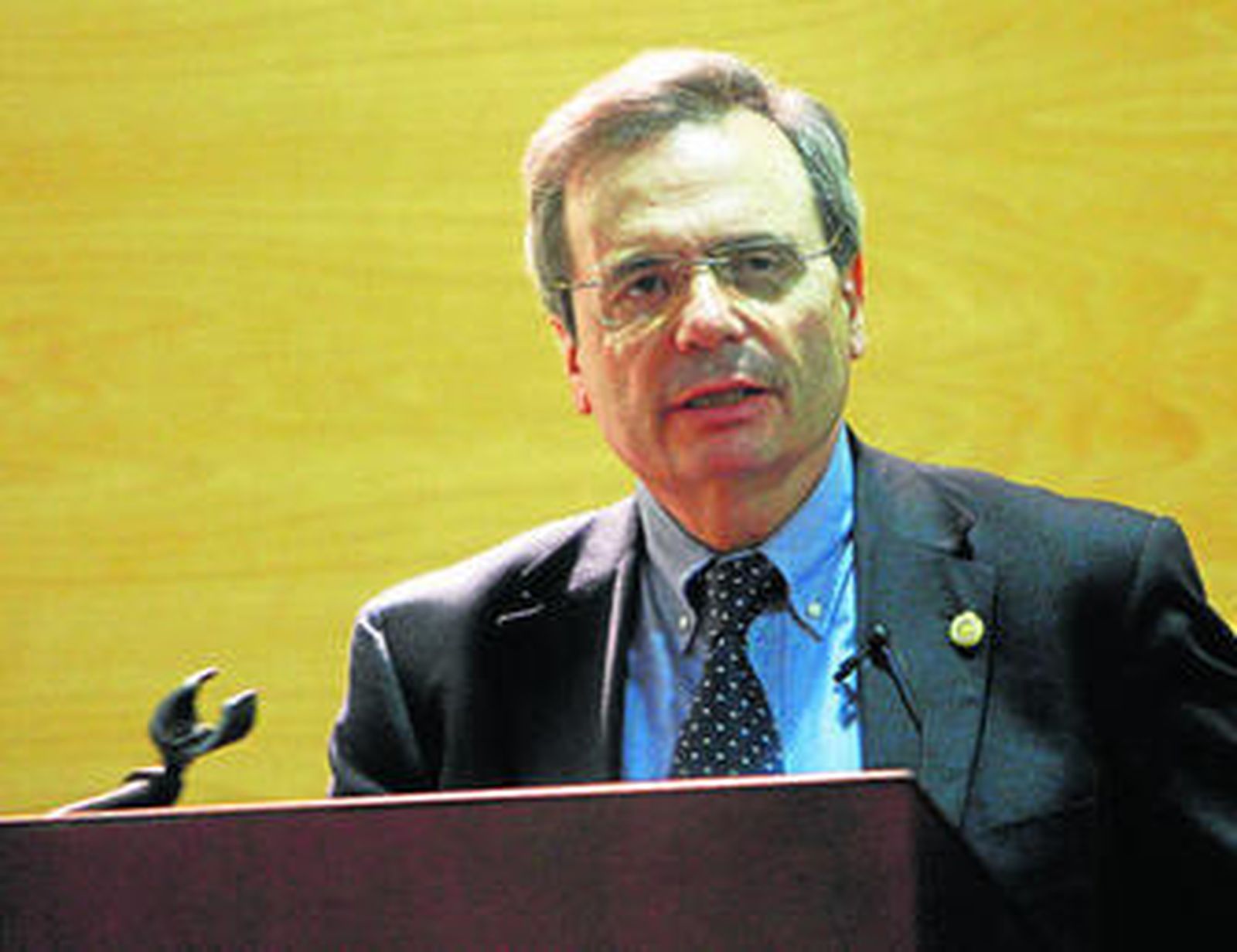 Rafael Matesanz, presidente de la ONT, durante la conferencia de ayer en el Colegio de Médicos.