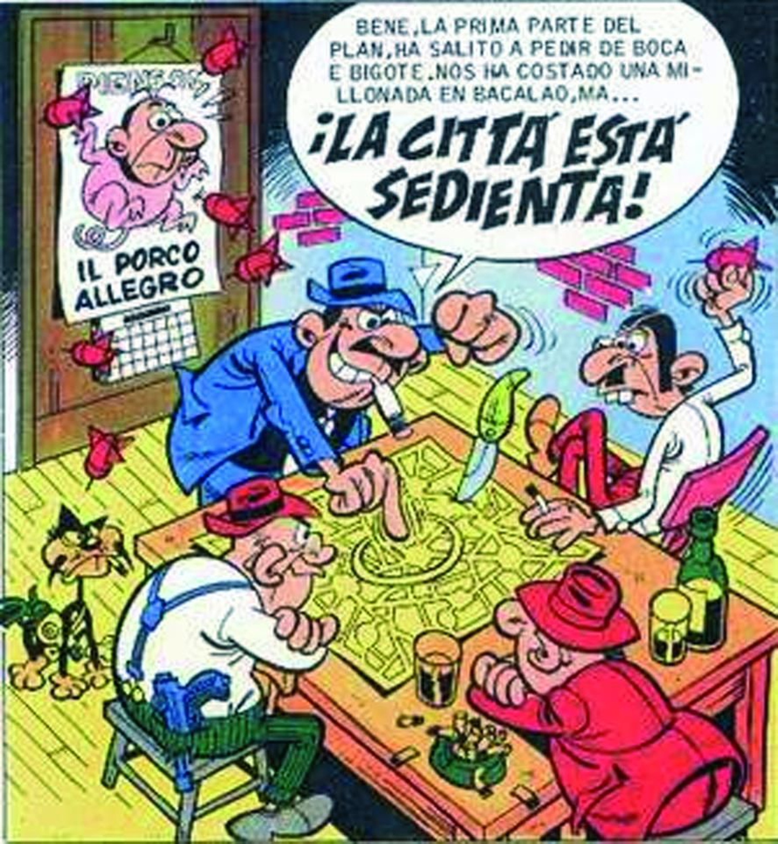 Una banda de mafiosos italianos comandada por Lucrecio Borgio compra todo el bacalao de la ciudad, ofreciéndolo a precios de saldo, con objeto de provocar sed.