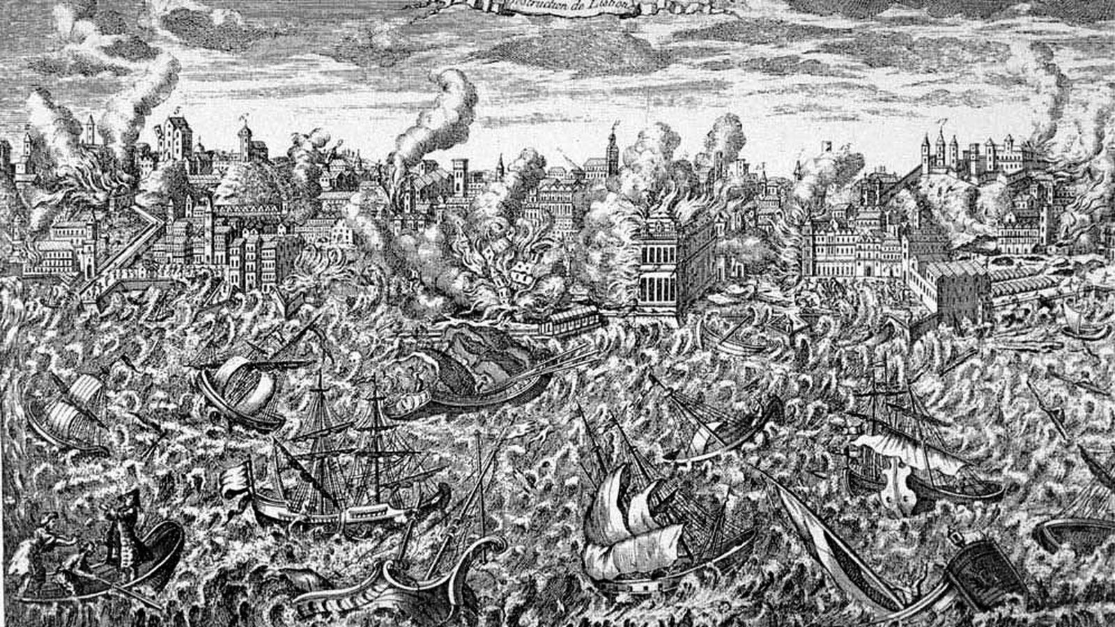 Grabado sobre el terremoto de 1755 en Lisboa