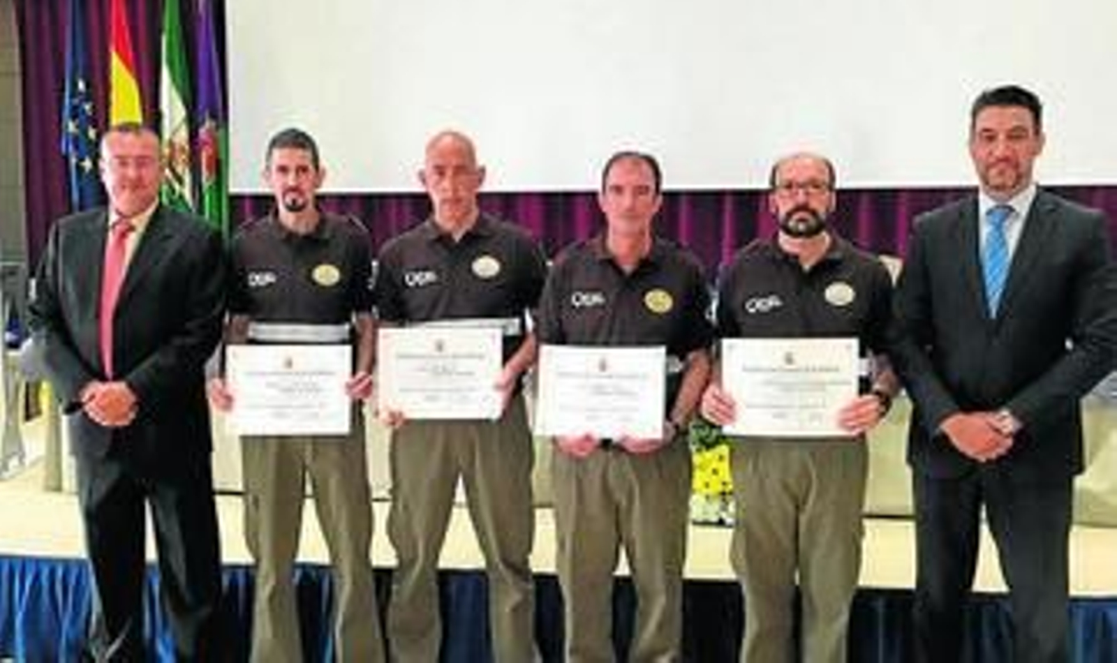 Imagen de los galardonados del Grupo Control, en Málaga.