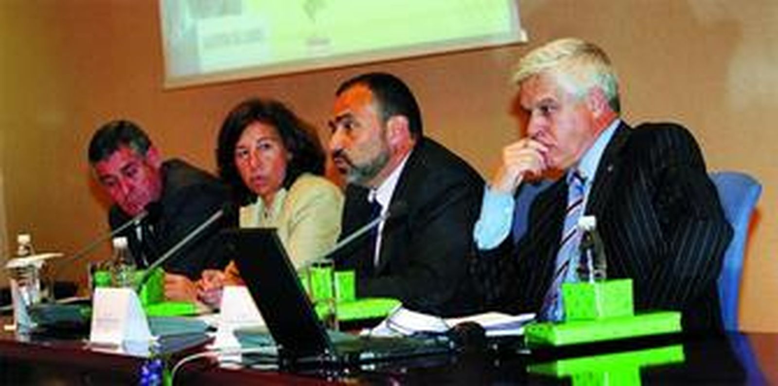 José Espinosa, María Eugenia Alegret, Miguel Lebrón y Miguel Ángel Barrado (de izquierda derecha), ayer.