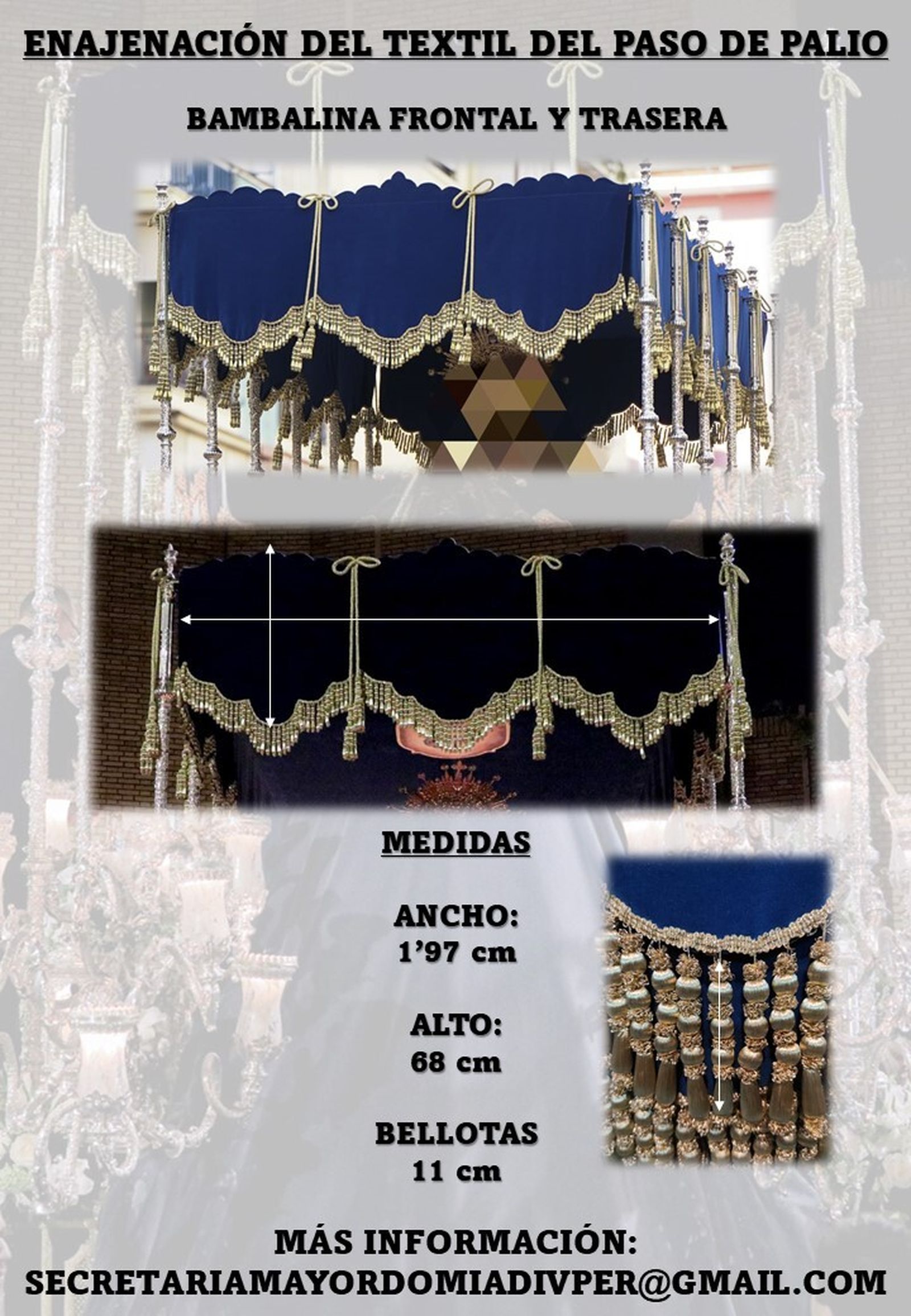 Detalles de las bambalinas frontal y trasera