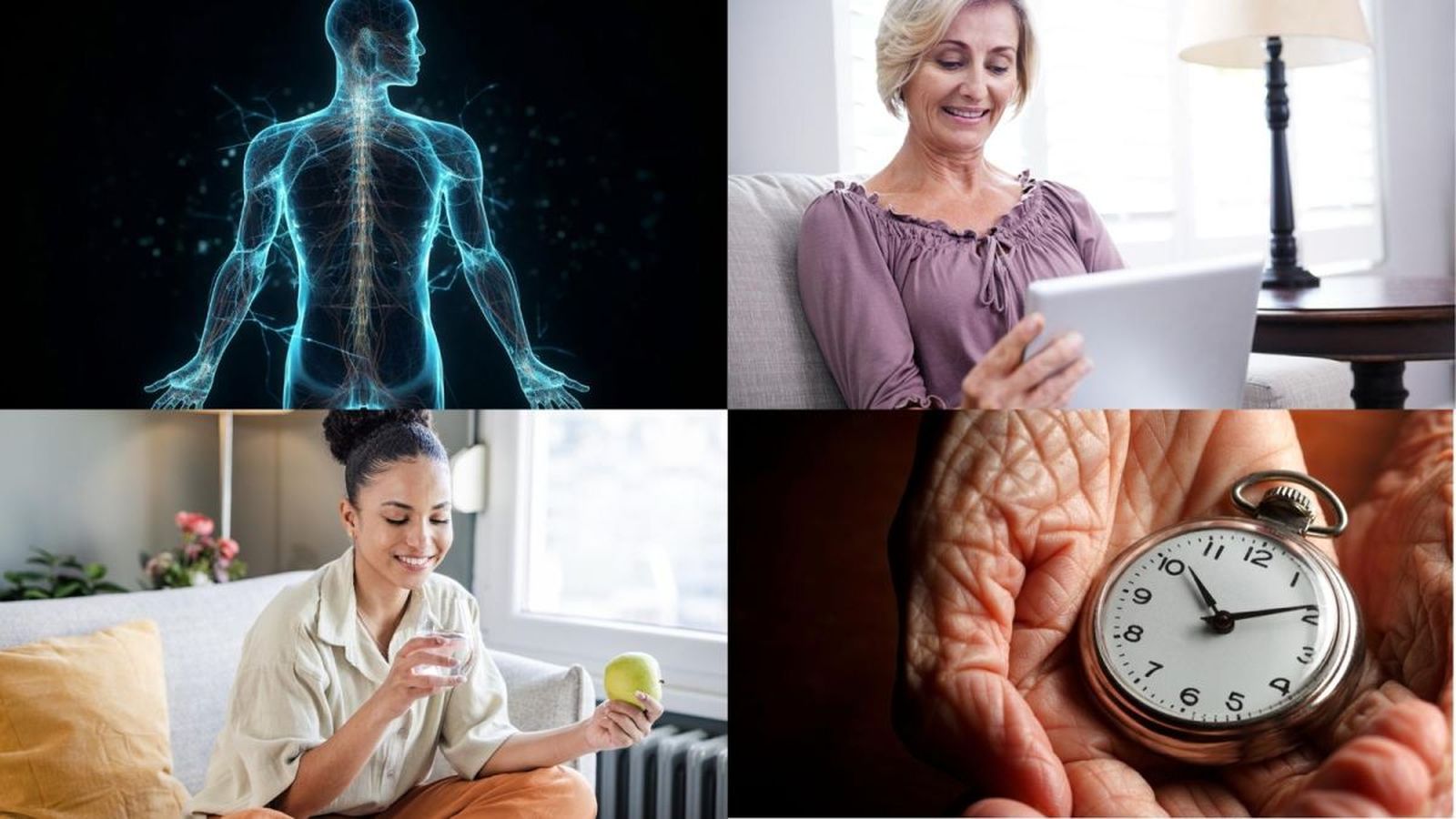 Imágenes relacionadas con el envejecimiento saludable.