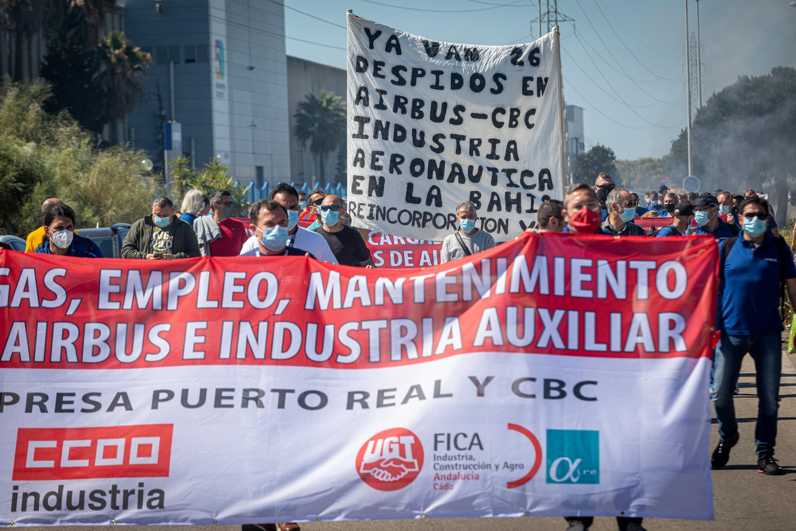 Manifestación de los trabajadores de Airbus en Puerto Real