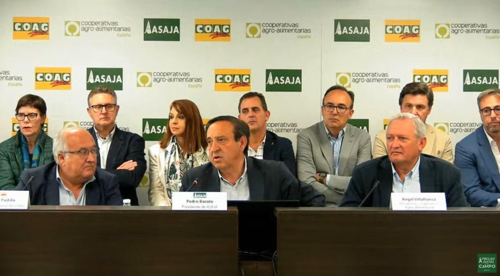Miguel Padilla (UPA), Pedro Barato (Asaja) y Ángel Villafranca (Cooperativas)