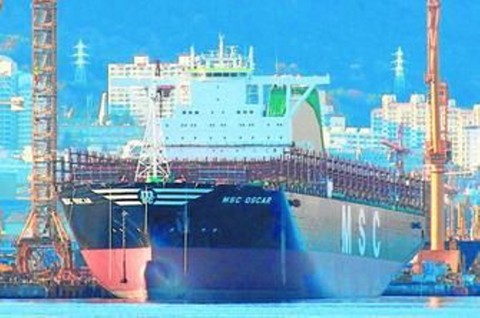 El 'MSC Oscar', en el astillero.