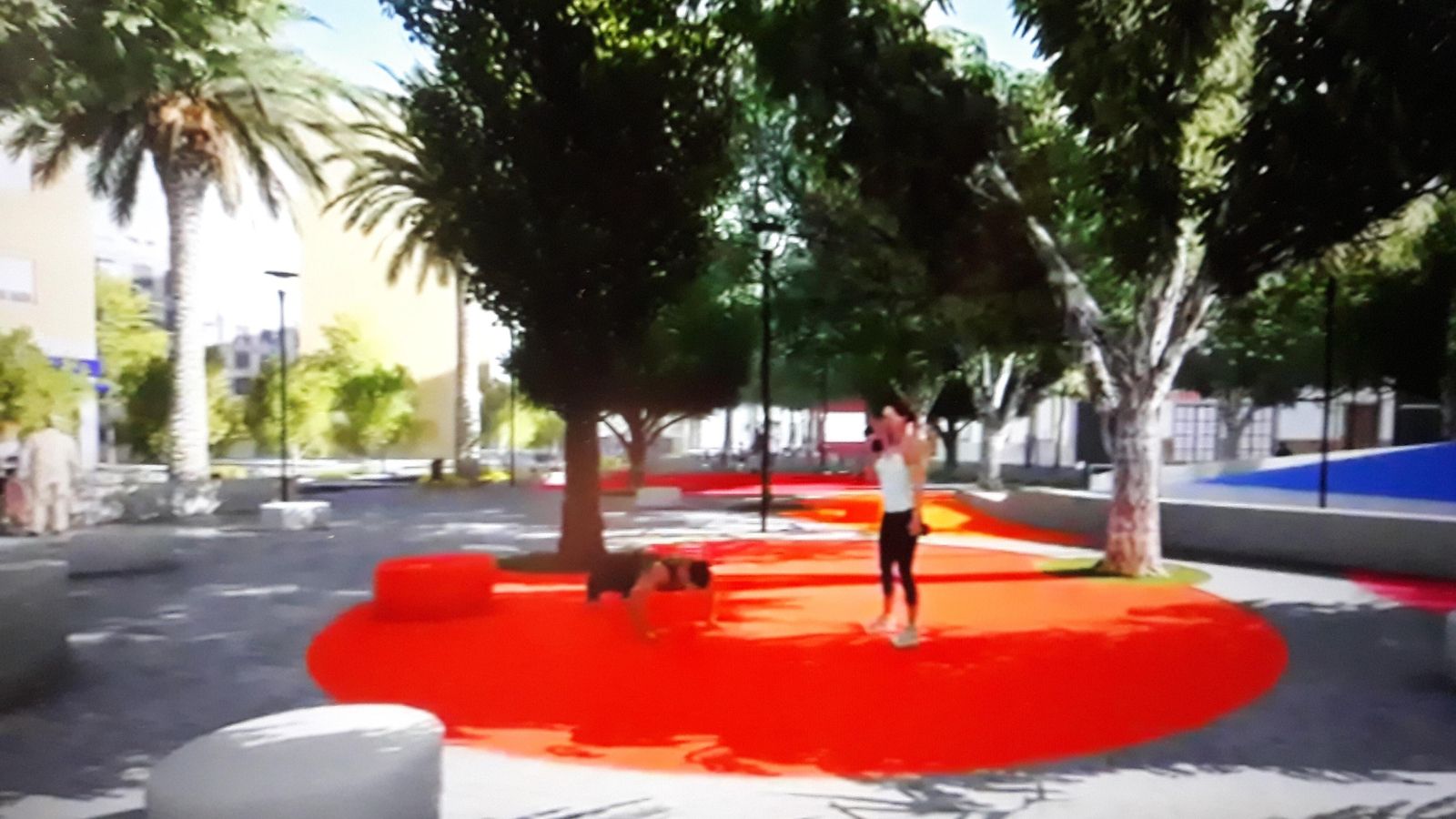 Recreación de la nueva plaza frente al colegio Arias Montano.