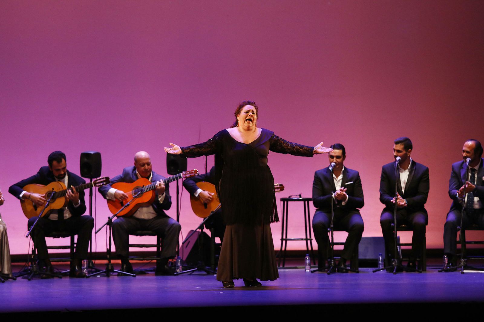Un momento de la actuación en el Teatro Villamarta.