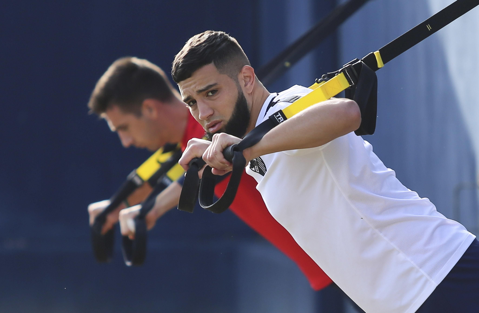Tighadouini, en un entrenamiento.