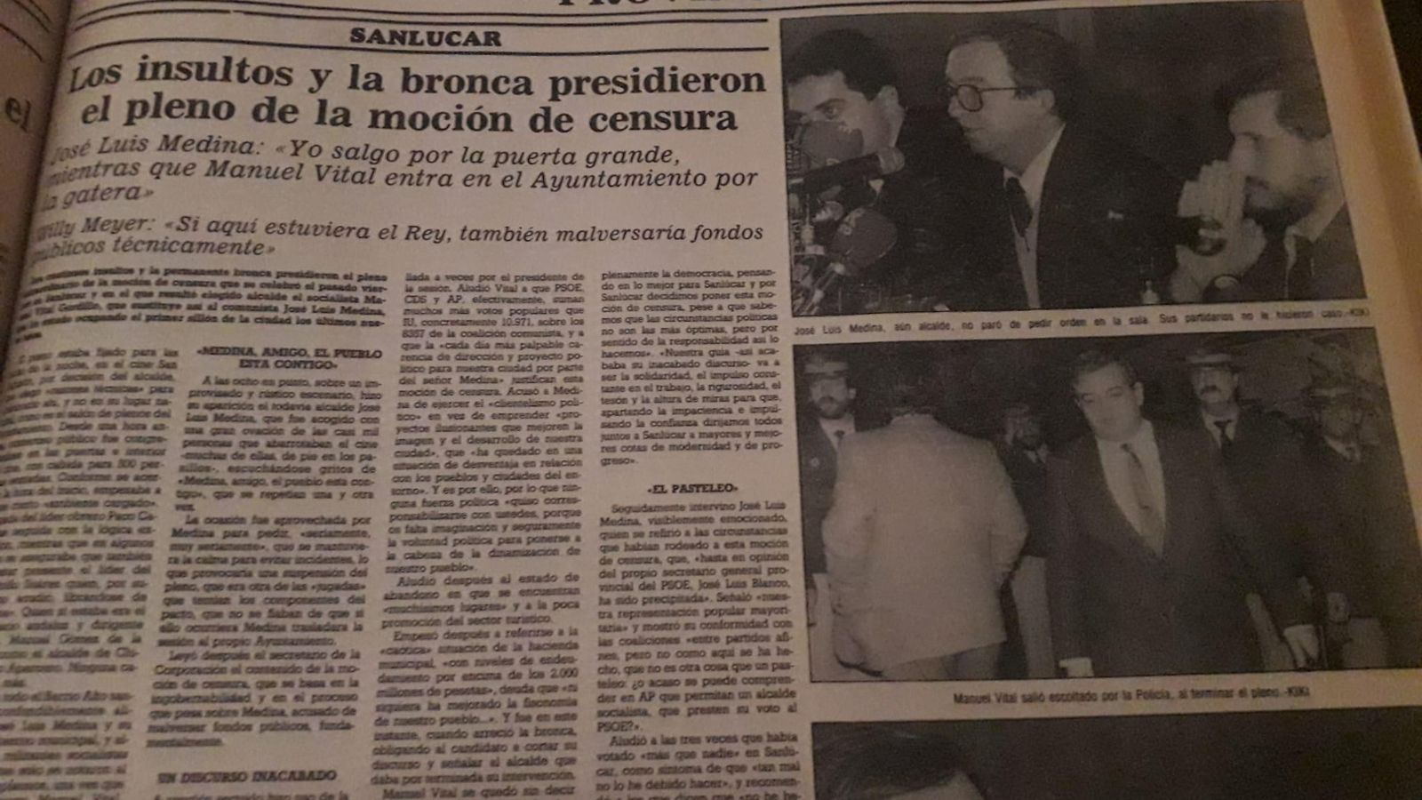 Crónica de la moción de censura publicada en Diario de Cádiz el 20 de diciembre de 1987