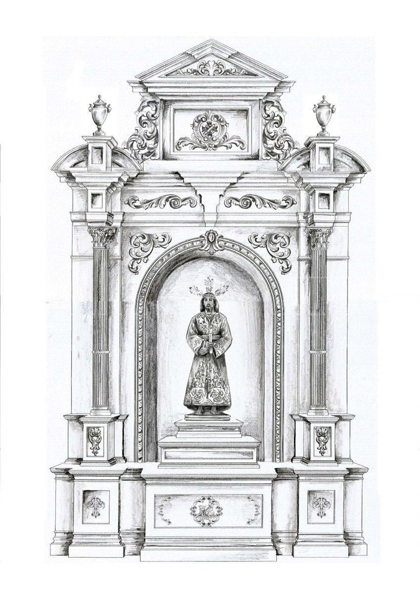 Boceto del nuevo retablo para el Señor de la Sentencia.