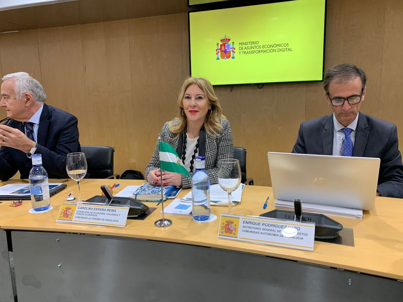 La consejera de Economía, Carolina  España, durante su asistencia a la Conferencia Sectorial para la Mejora Regulatoria.