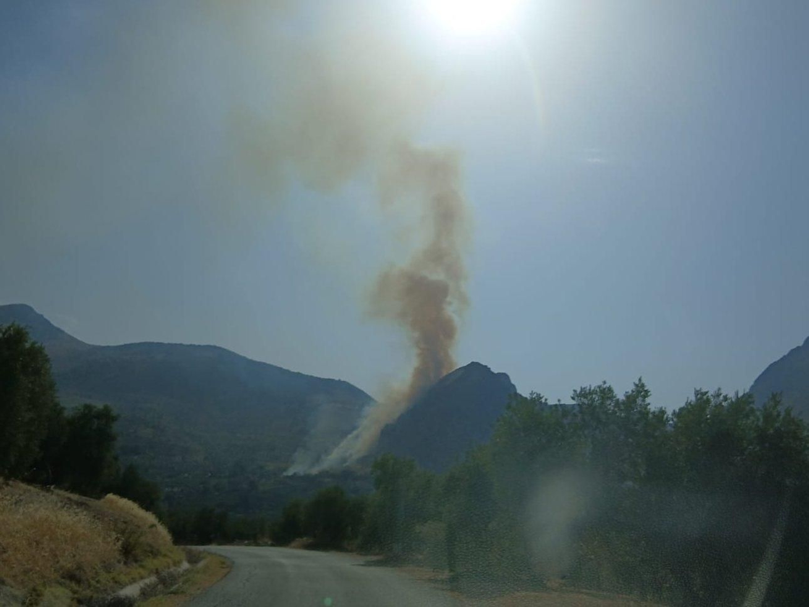 Situación del incendio en Albanchez de Mágina.