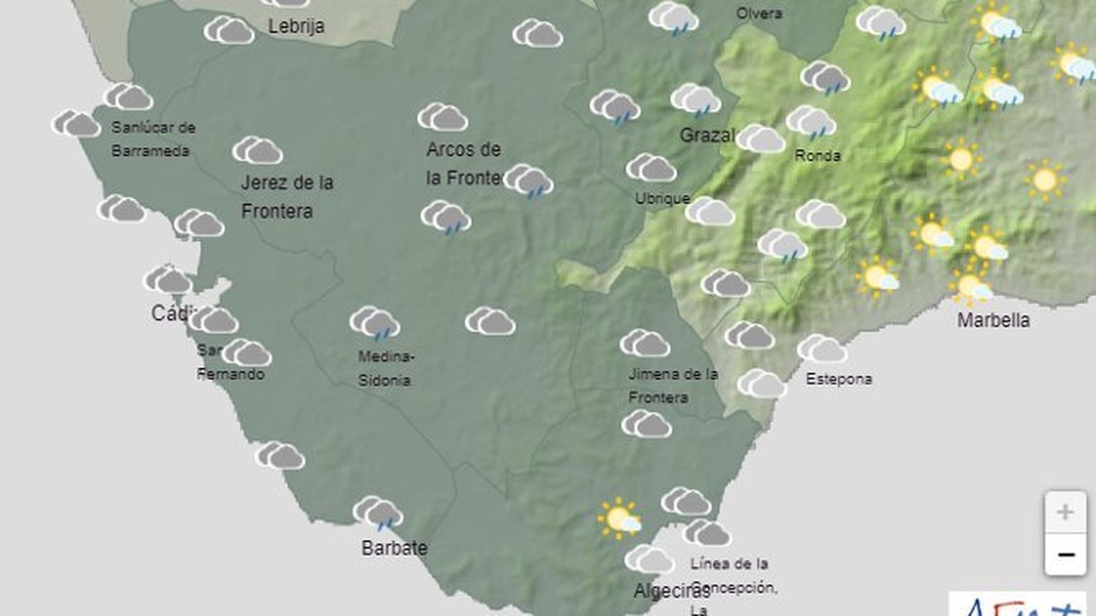 Tiempo previsto para este jueves en Cádiz.