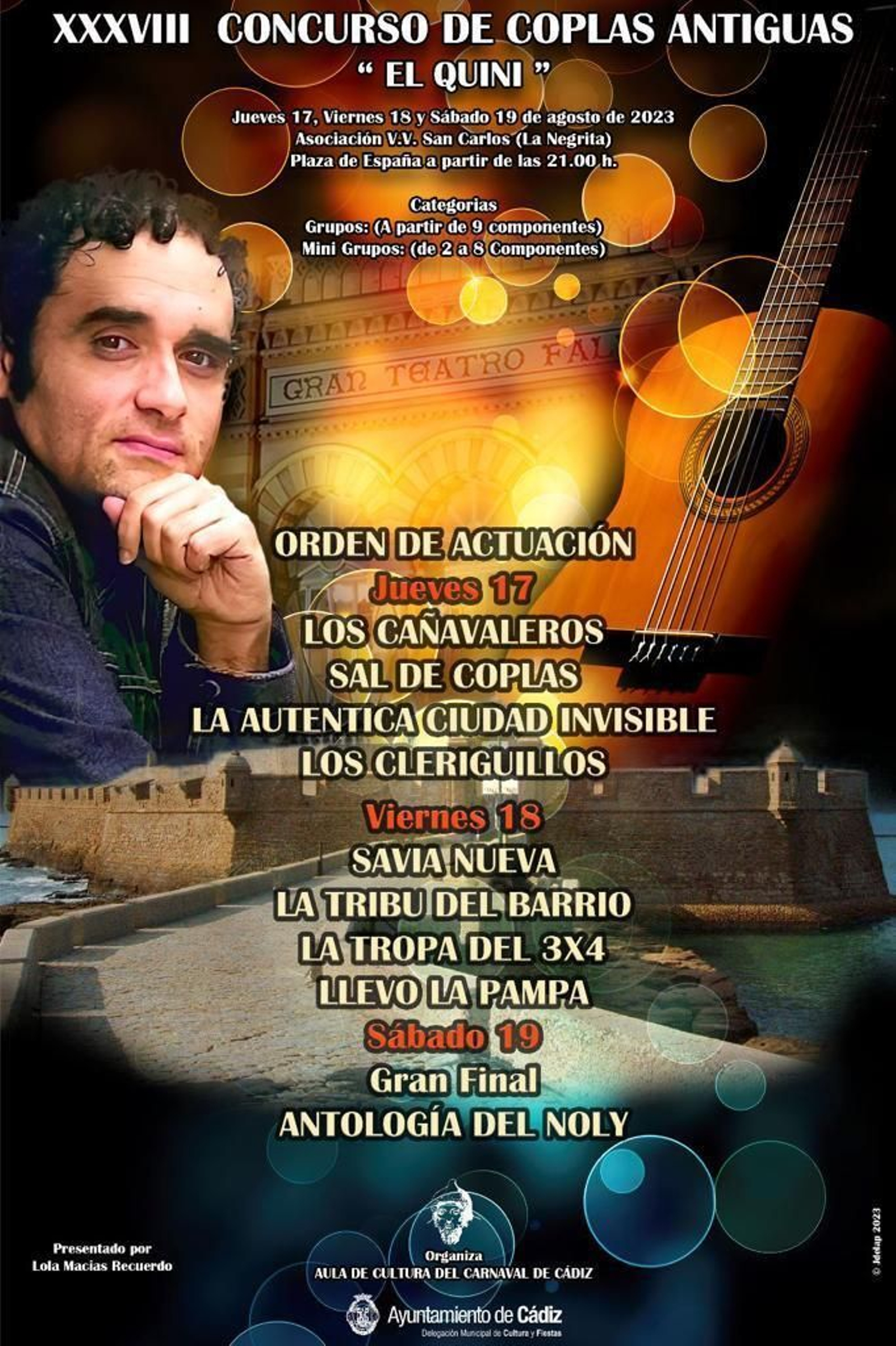 Cartel de la XXXVIII edición del Concurso de Coplas Antiguas El Quini.