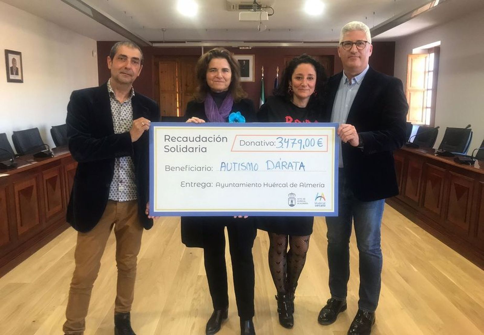 El Ayuntamiento de Huércal dona a Dárata los casi 3.500 euros recaudados el 28F