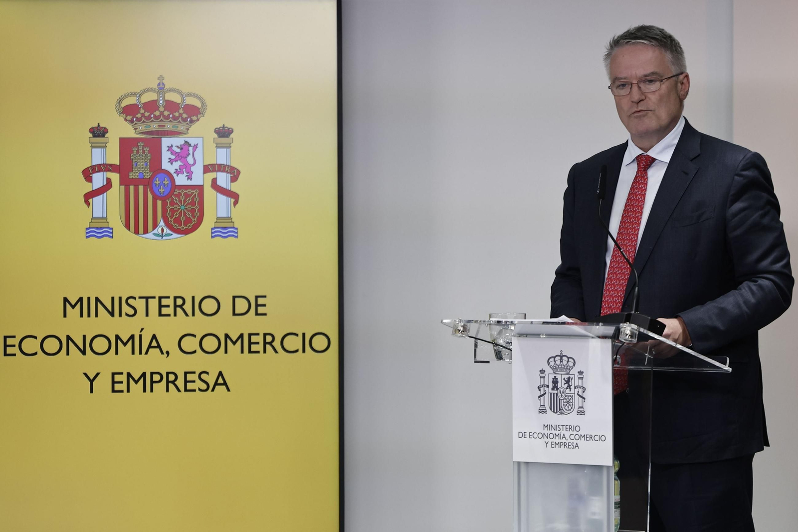 El secretario general de la OCDE , Mathias Cormann, durante la presentación del ‘Estudio Económico de España’ de la OCDE.