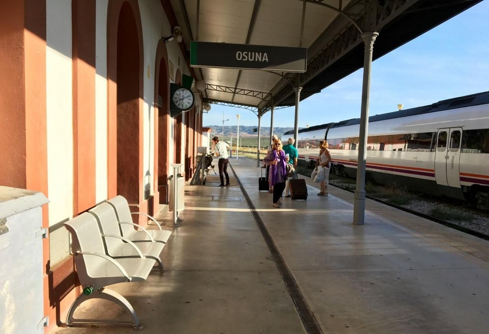 Un tren de media distancia, en la estación de Osuna.