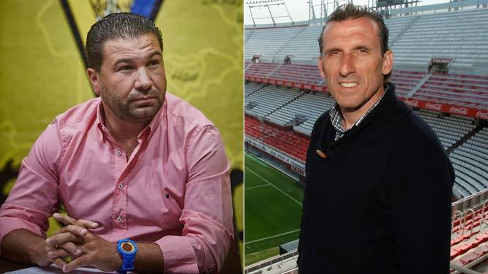 Juan Carlos Cordero fue destituido ayer por el presidente del Cádiz. A la derecha,  Óscar Arias, nuevo director deportivo del Cádiz.