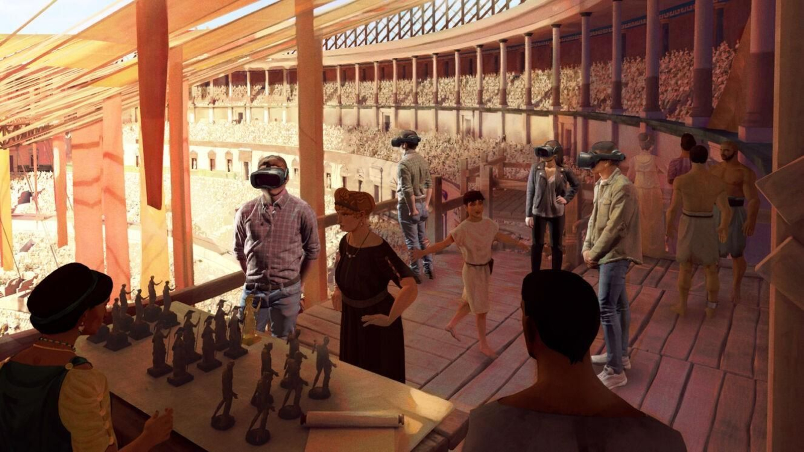 Recreación de lo que pueden ver los visitantes entre los personajes en el Coliseo.