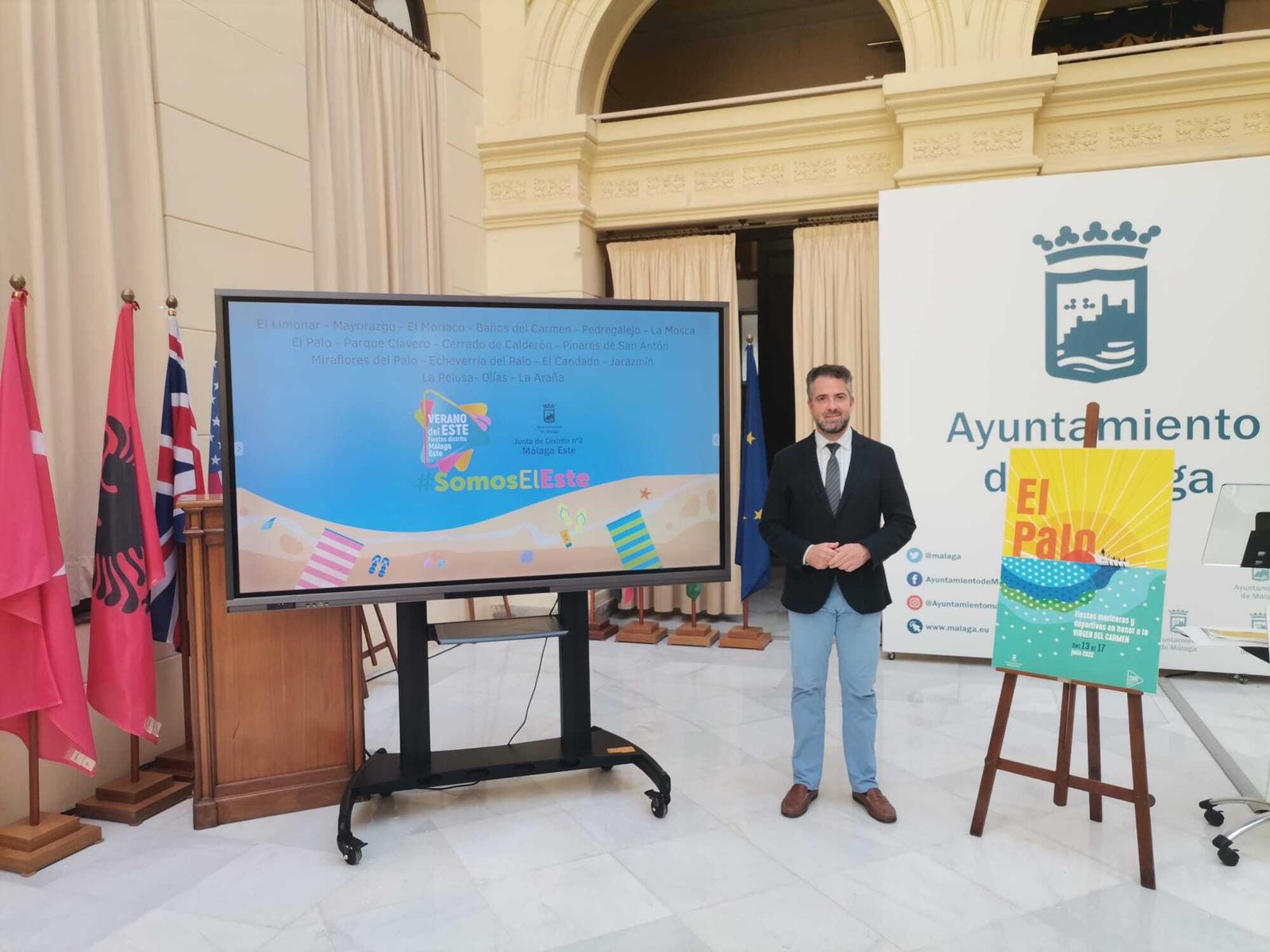 Carlos Conde, concejal del Distrito Málaga Este, en la presentación del programa de las Fiestas Marineras y Deportivas de El Palo 2022