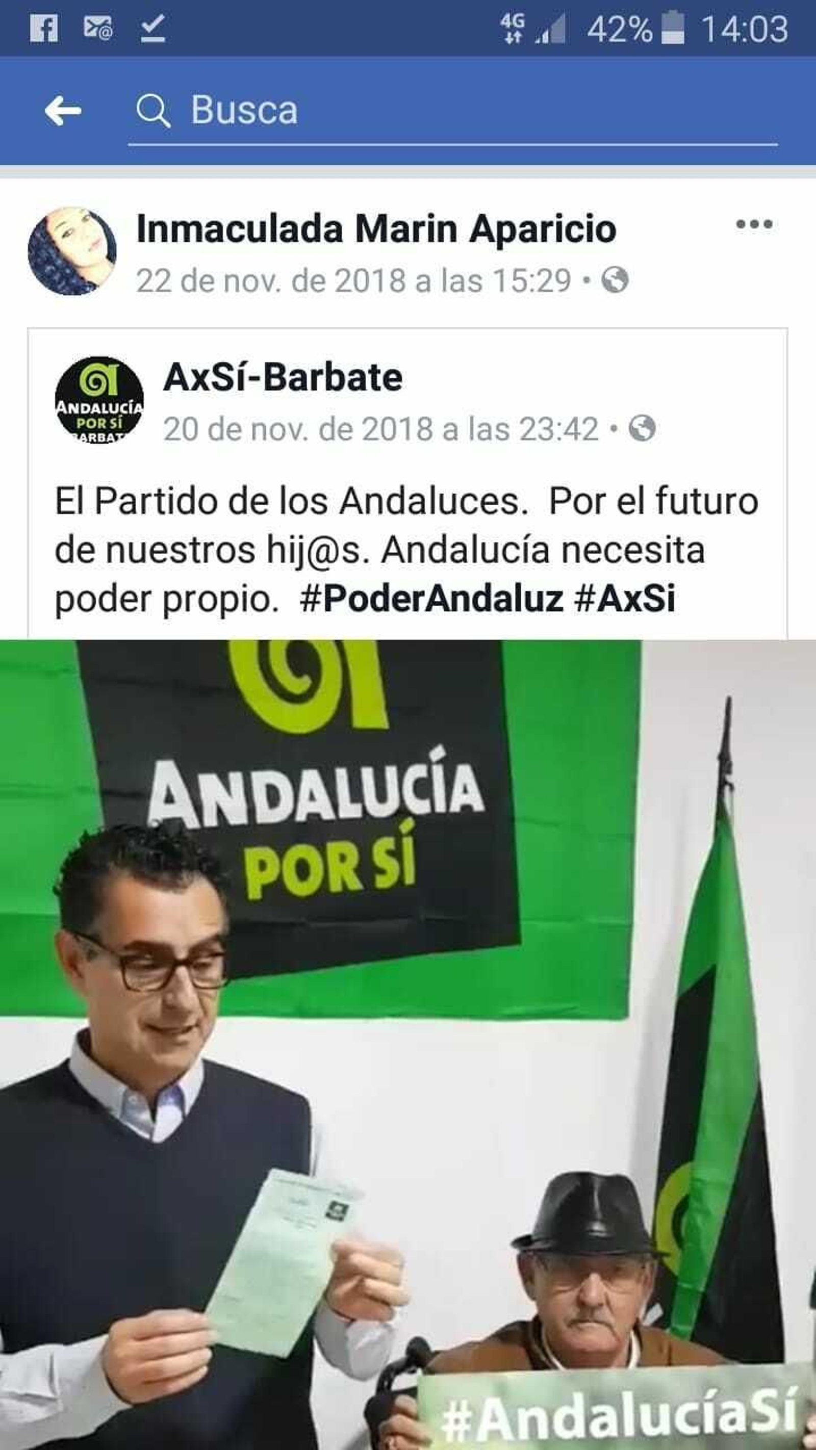 Captura de un vídeo de AxSi compartido por Inmaculada Marín, ahora número 4 de la lista del PP, en el pasado mes de noviembre.