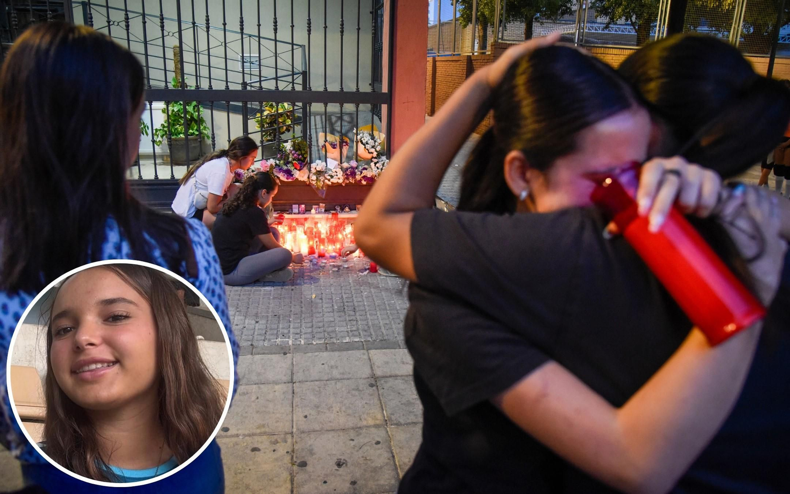 Velas donde vivió Sandra Peña y un retrato de la joven.