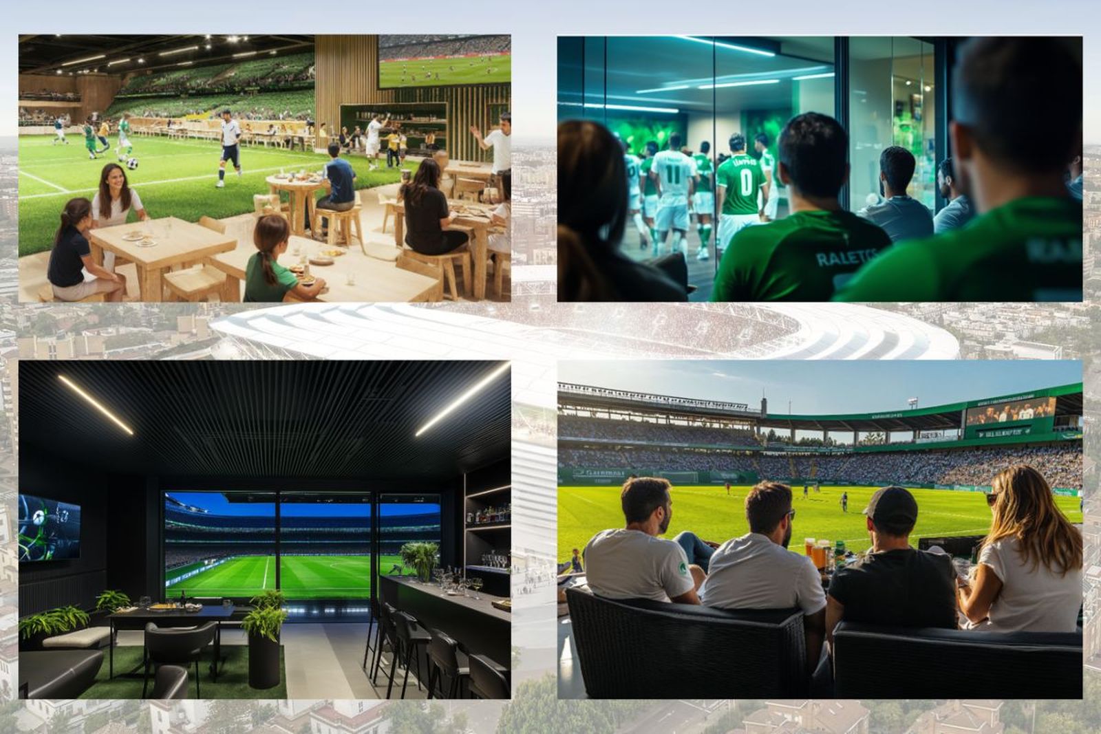 Recreaciones de algunas de las zonas VIP del nuevo Villamarín