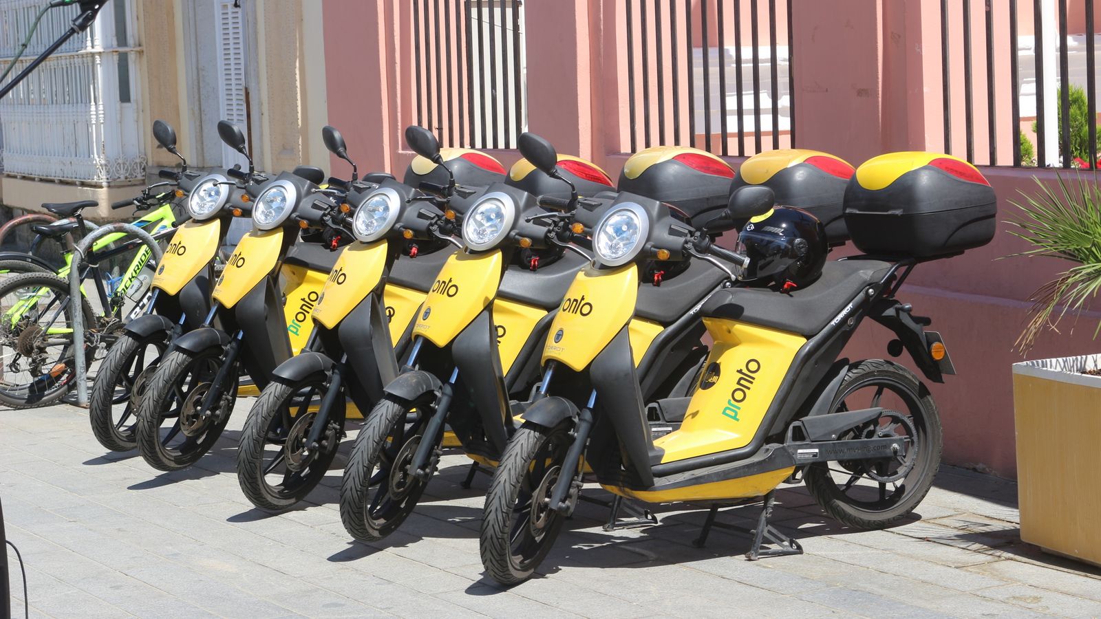 Algunos de los vehículos eléctricos, antes de ser repartidos por los distintos puntos de servicio