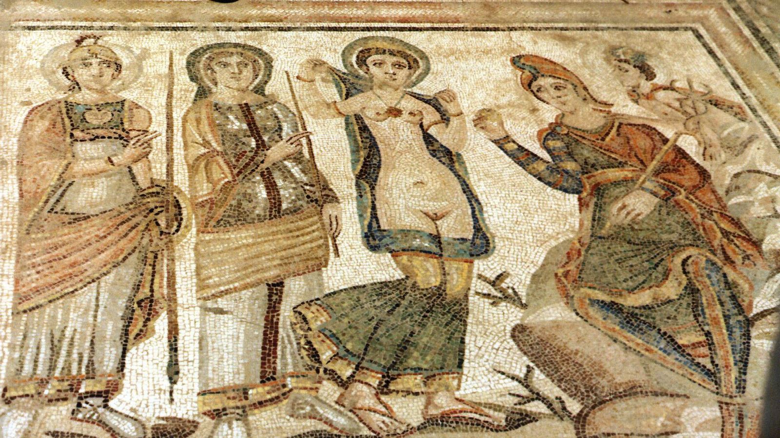 Mosaico ‘El jucio de Paris’, en Casariche.