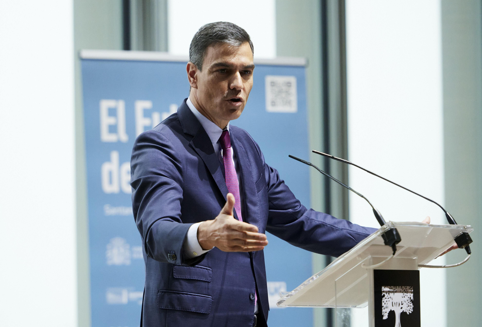 Pedro Sánchez, durante el acto en el que anunció que su Gobierno aprobará hoy la subida del SMI, en Santander.